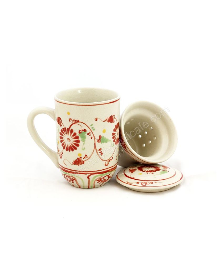Mug Tea & Filter Set - Red Chrysanthemum Flower 