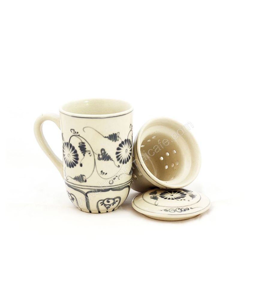 Mug Tea & Filter Set - Blue Chrysanthemum Flower